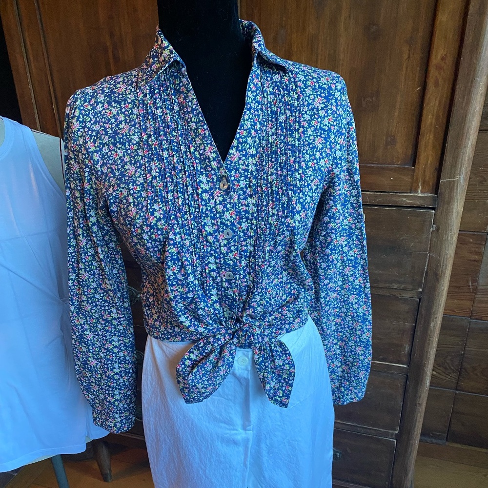 Vintage Wet Seal Cottagecore Cotton Button Up Blouse with Pleats - Picture 1 of 4